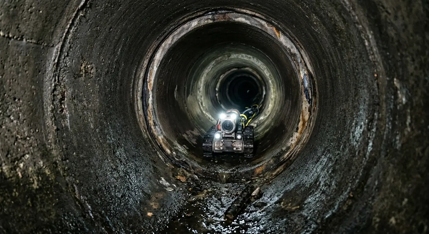Robotic sewer camera inspecting pipe interior for Sewer Line Repair in Taos